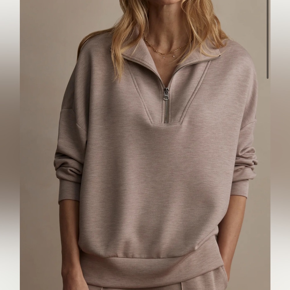 Varley DoubleSoft Zip Pullover in Taupe Marl (small)